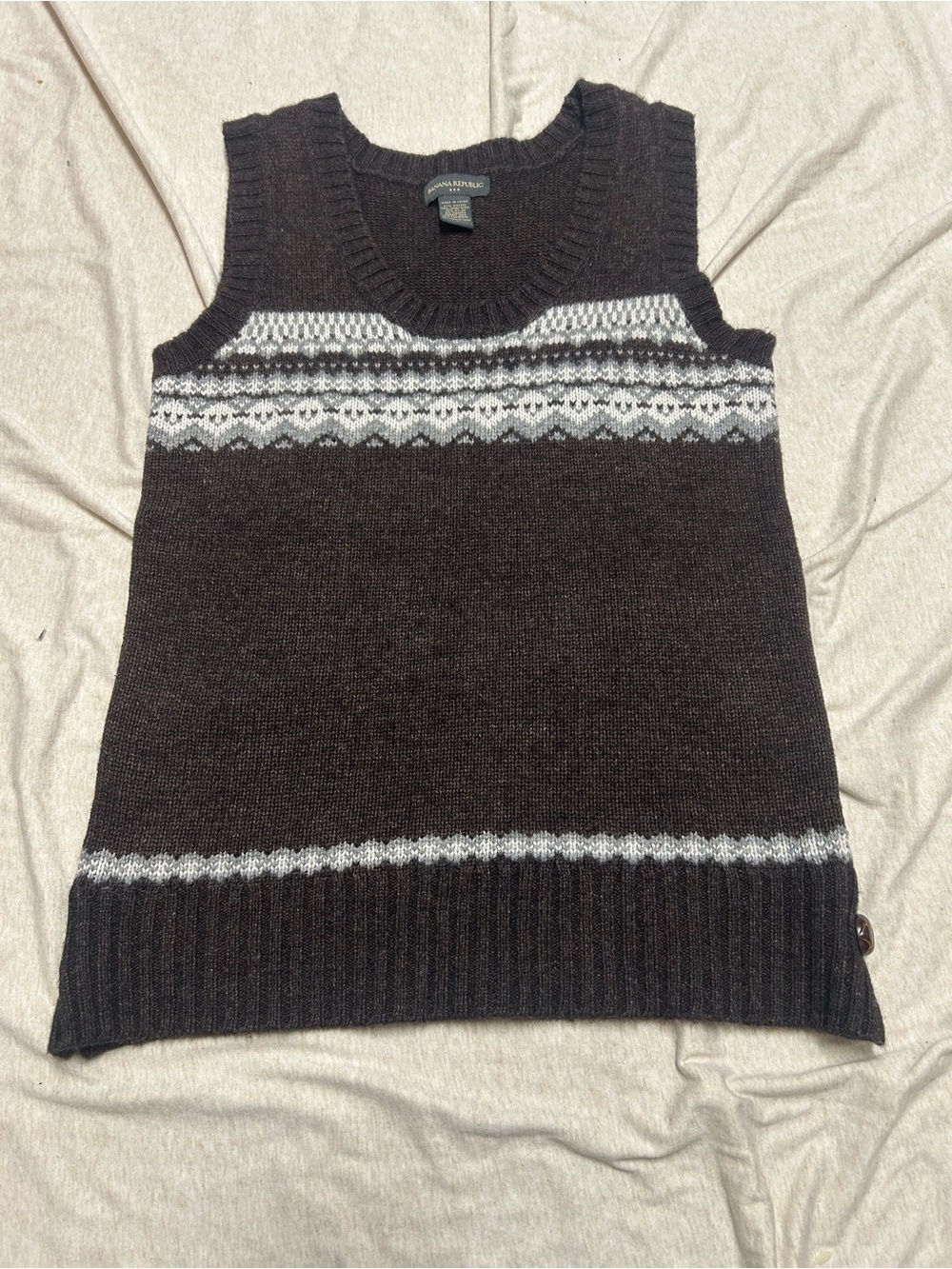 Wool Angora Cashmere Blend Fair Isle Sweater Vest Academia Heritage Preppy